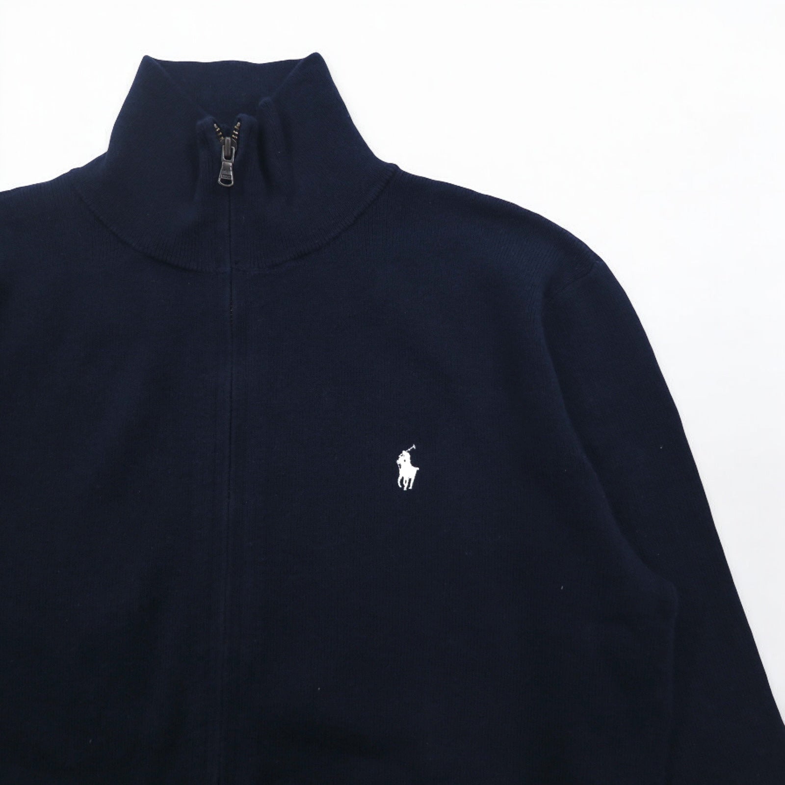 POLO RALPH LAUREN Maglione con zip intera Driver's Knit L navy cotone ricamo pony piccolo