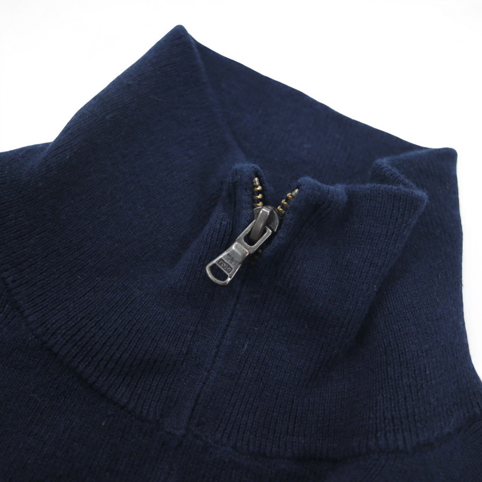 POLO RALPH LAUREN Maglione con zip intera Driver's Knit L navy cotone ricamo pony piccolo