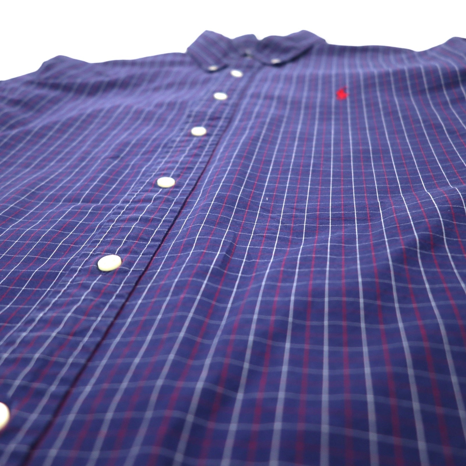 Camicia button-down Ralph Lauren con motivo Windowpane, taglia XL, blu navy, cotone CUSTOM FIT, ricamo Small Pony