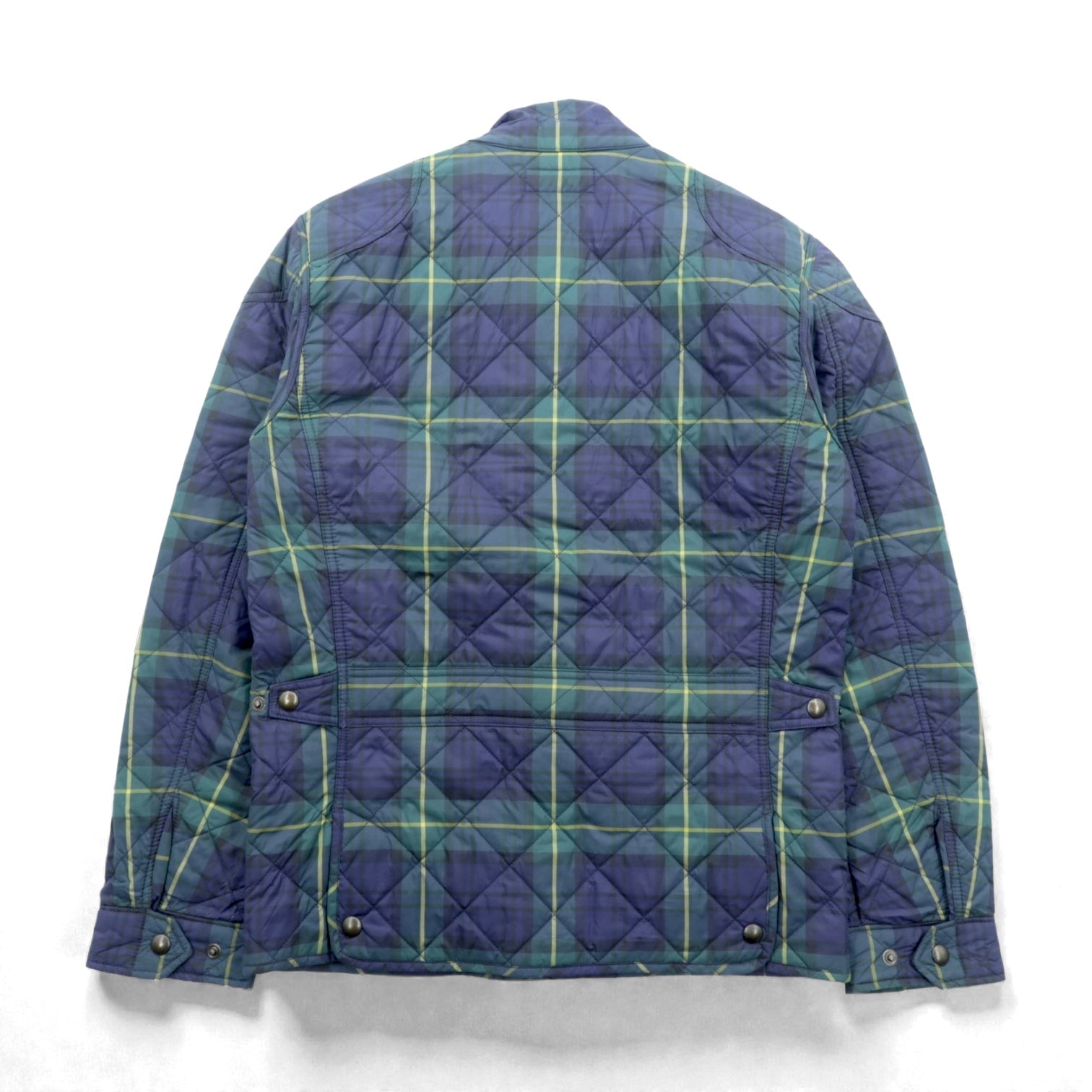 Polo Ralph Lauren ブラックウォッチ キルティングジャケット M グリーン チェック 襟コーデュロイ チンストラップ