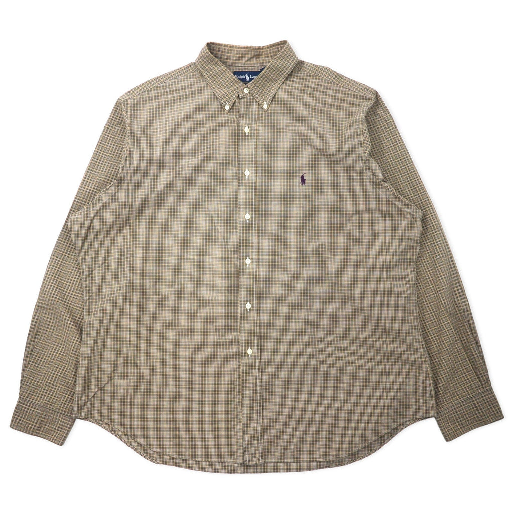 Ralph Lauren camicia button-down a quadri Windowpane XXL cachi cotone CLASSIC FIT ricamo pony piccolo