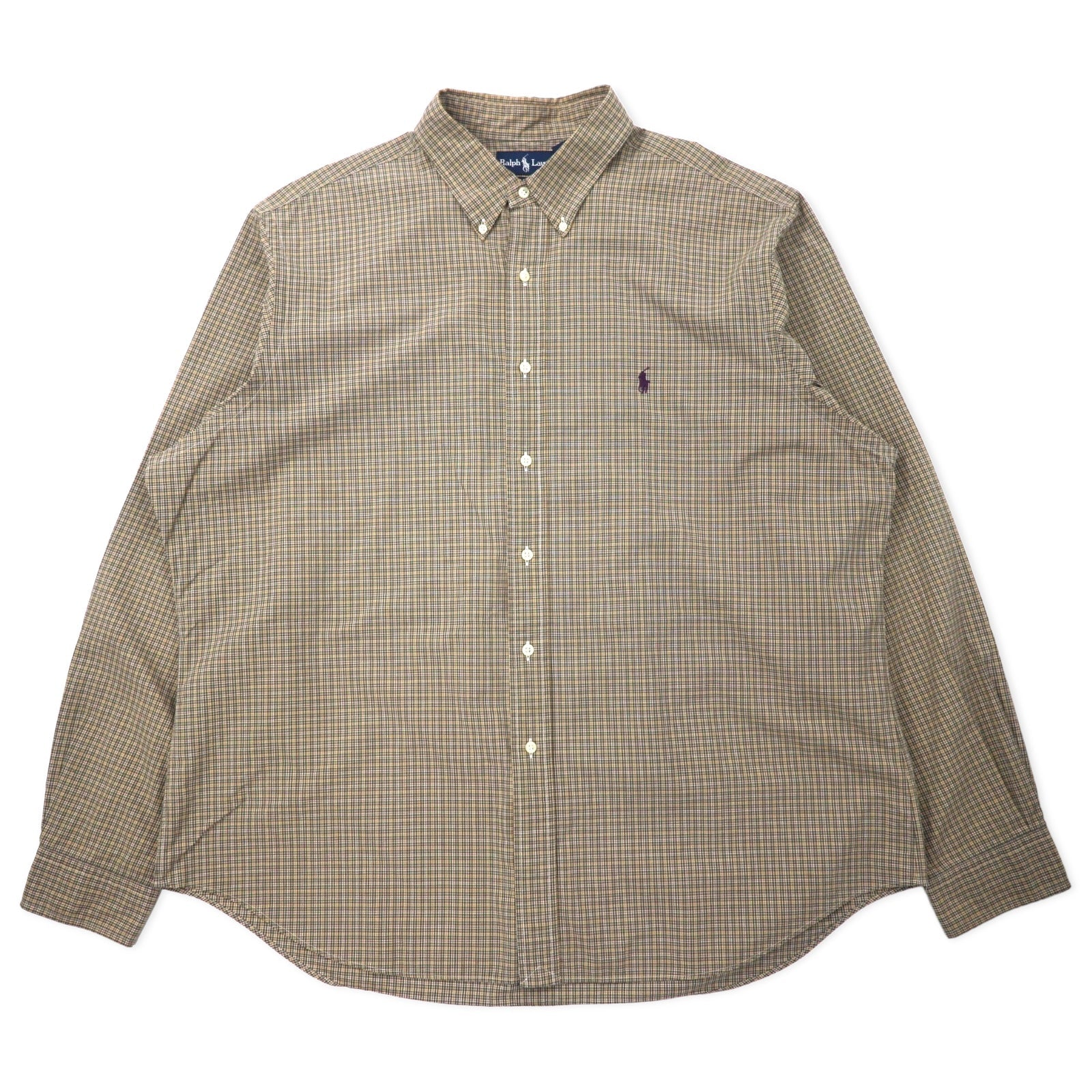 Ralph Lauren camicia button-down a quadri Windowpane XXL cachi cotone CLASSIC FIT ricamo pony piccolo