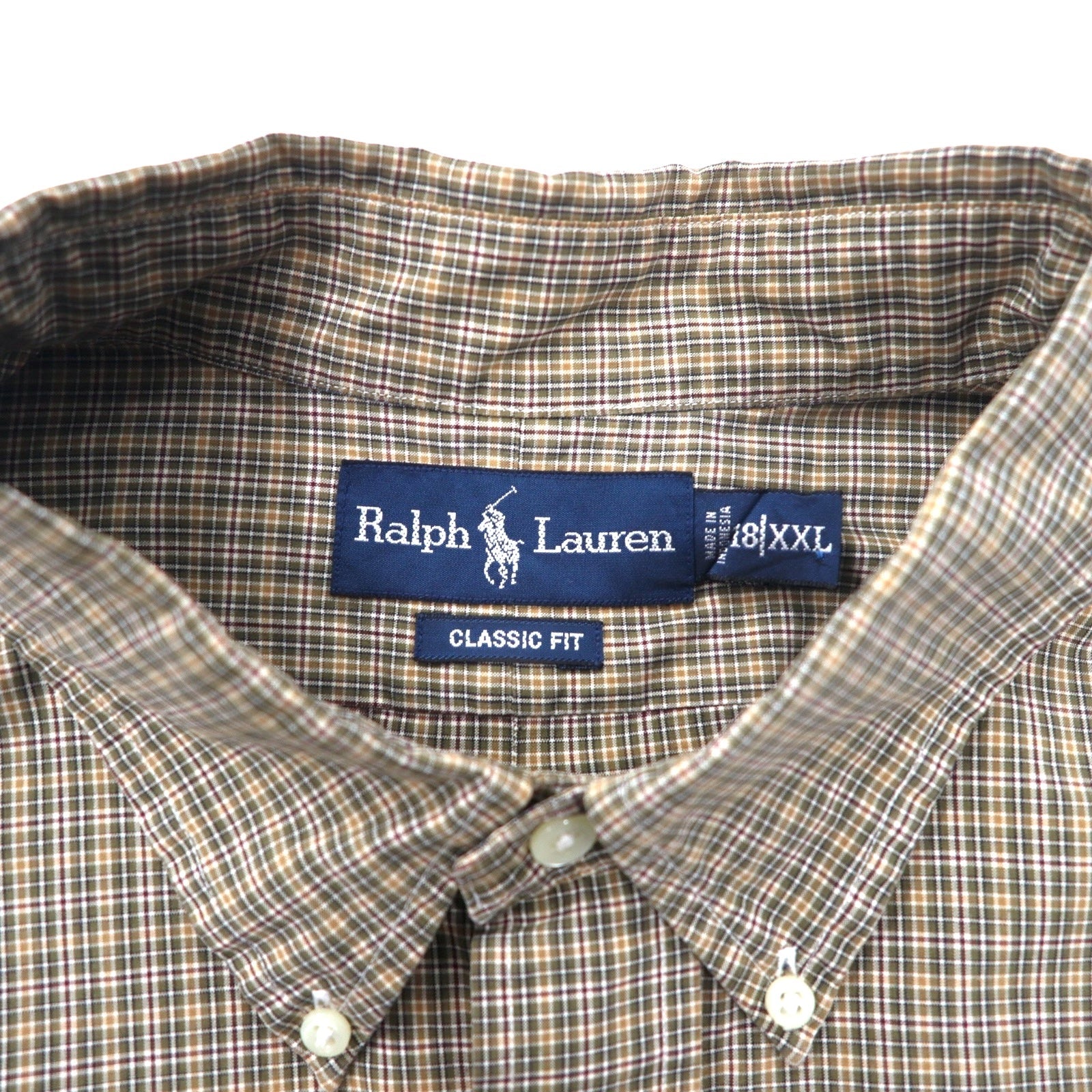 Ralph Lauren camicia button-down a quadri Windowpane XXL cachi cotone CLASSIC FIT ricamo pony piccolo