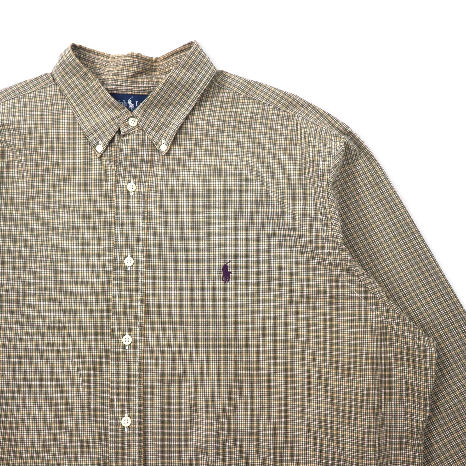 Ralph Lauren camicia button-down a quadri Windowpane XXL cachi cotone CLASSIC FIT ricamo pony piccolo
