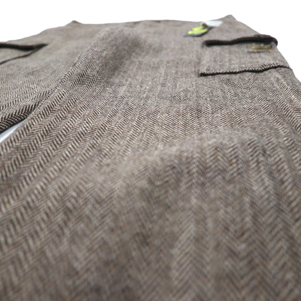 POLO JEANS COMPANY RALPH LAUREN 90年代 ワイド クロップド ツイード パンツ トラウザーズ M ブラウン ウール ヘリンボーン CITY TWEED 未使用品