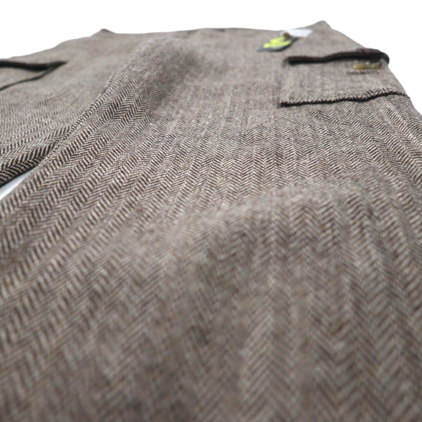 POLO JEANS COMPANY RALPH LAUREN Pantaloni cropped ampi in tweed anni '90, taglia M, marroni, in lana spigata CITY TWEED, mai usati