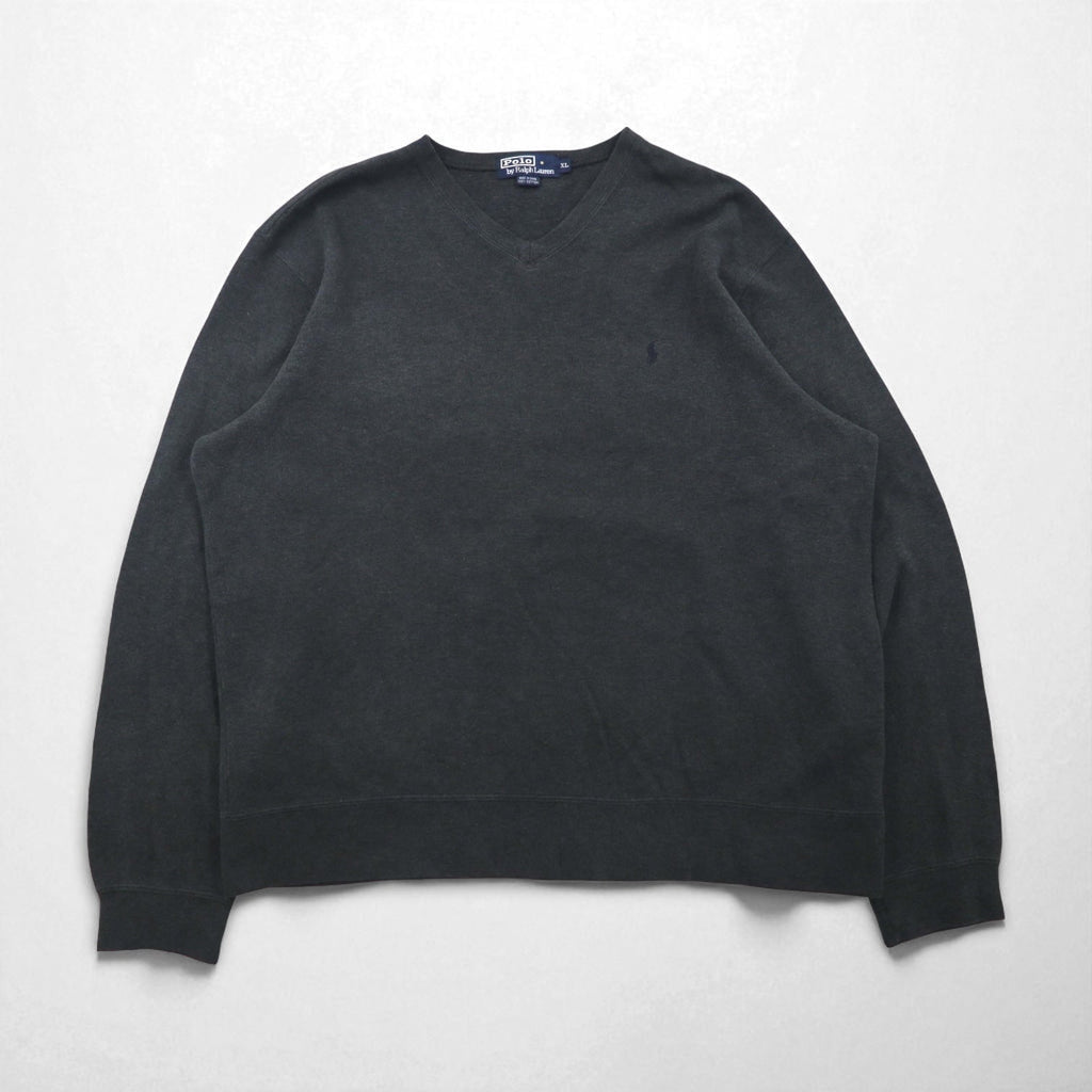 Polo Ralph Lauren 90年代 Vネック スウェット トレーナー XL グレー コットン