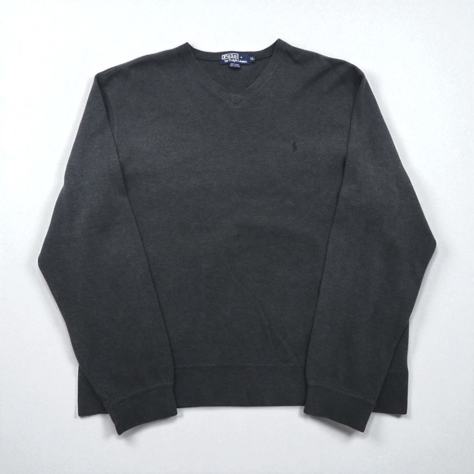 Polo Ralph Lauren 90年代 Vネック スウェット トレーナー XL グレー コットン