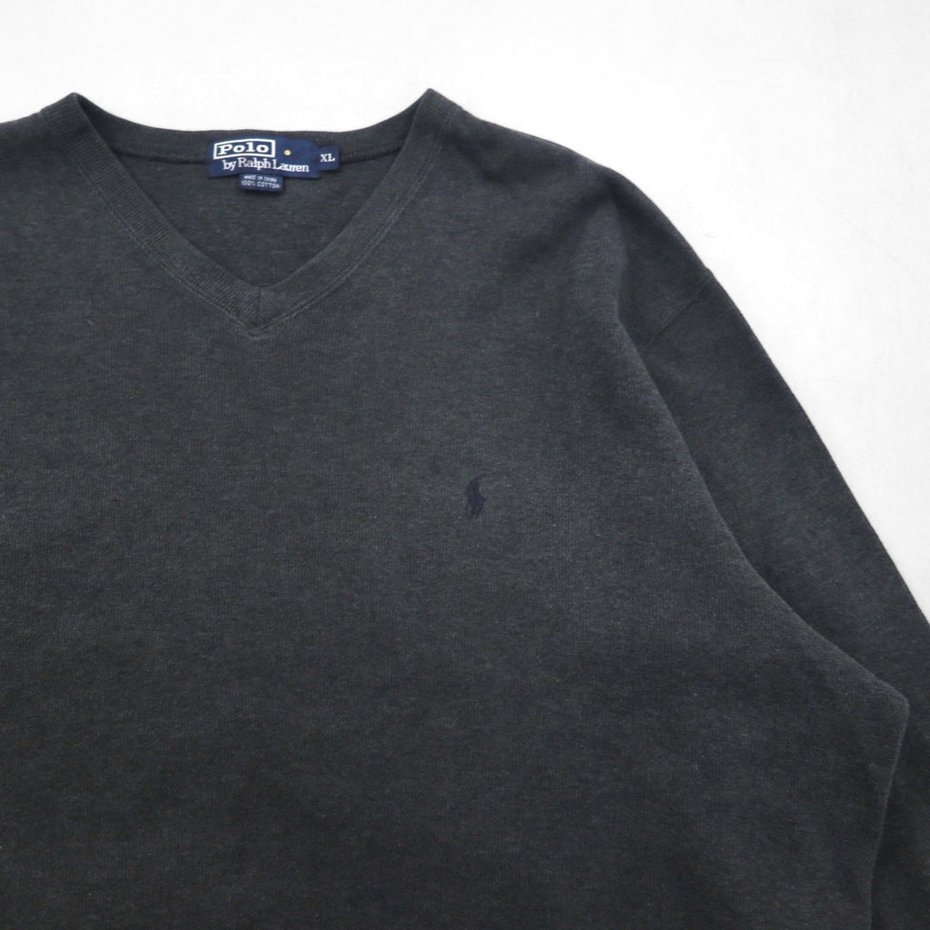 Polo Ralph Lauren 90年代 Vネック スウェット トレーナー XL グレー コットン