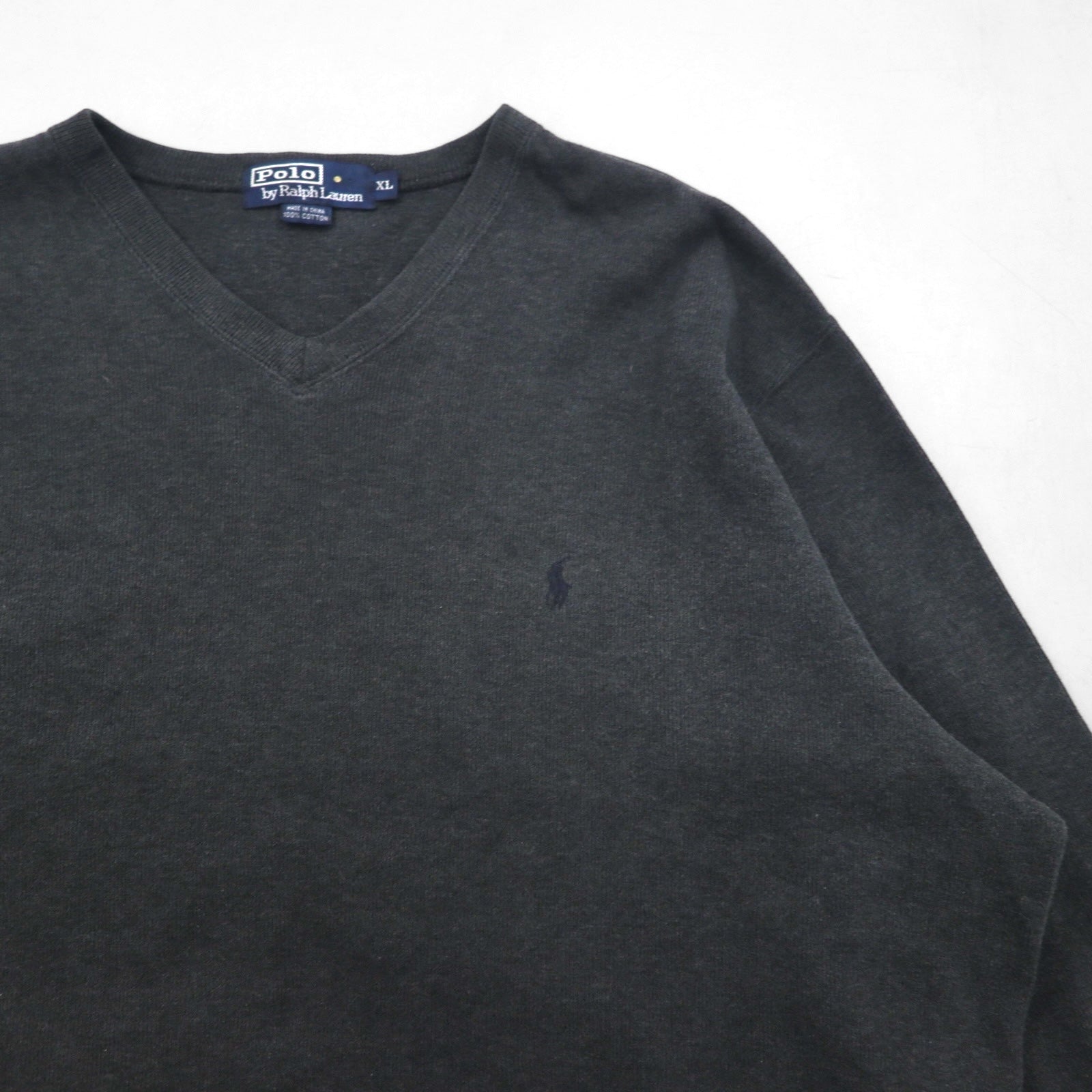 Polo Ralph Lauren 90年代 Vネック スウェット トレーナー XL グレー コットン