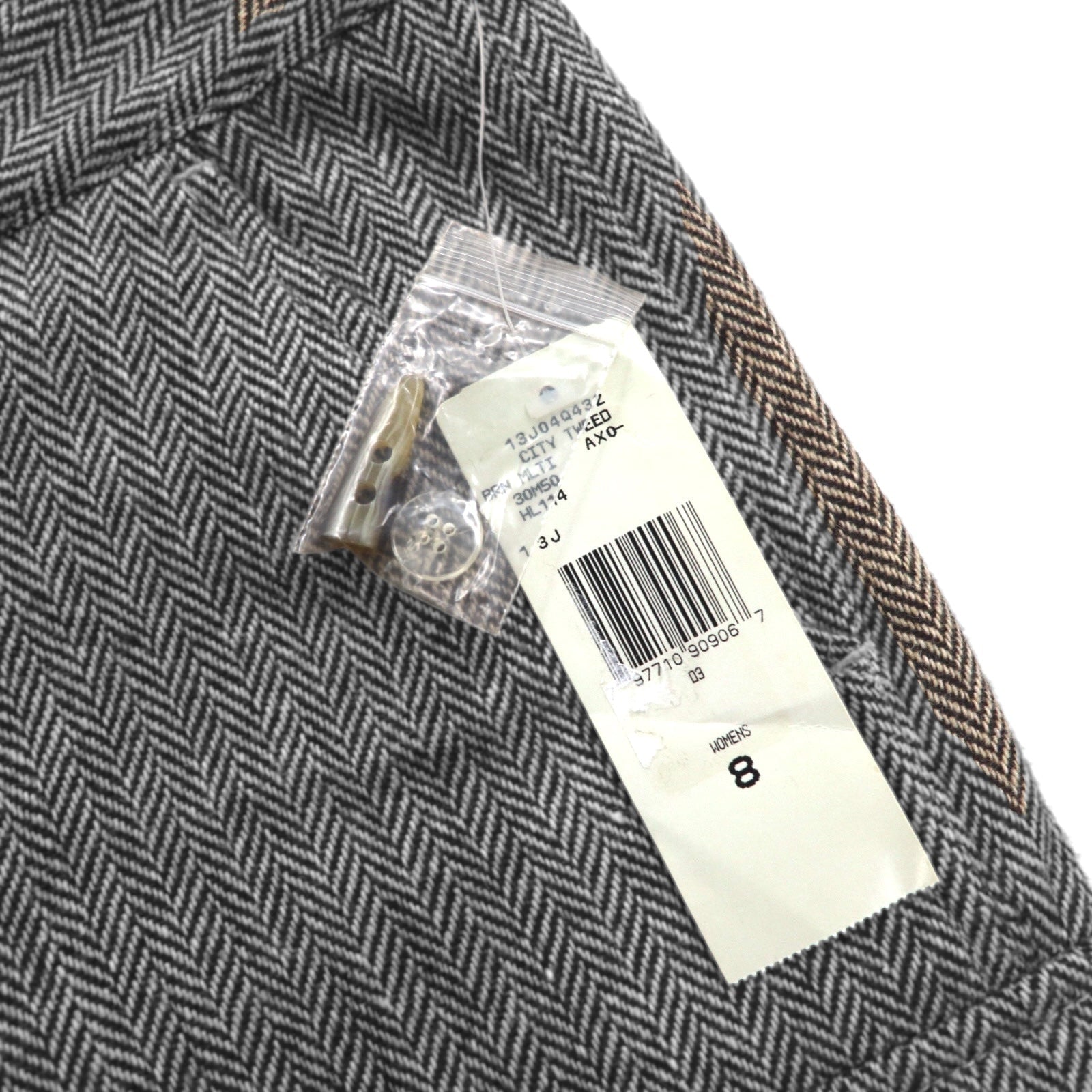 POLO JEANS COMPANY RALPH LAUREN Pantaloni cropped ampi in tweed anni '90, taglia M, marroni, in lana spigata CITY TWEED, mai usati