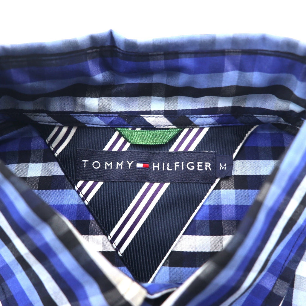 TOMMY HILFIGER Camicia button-down M, blu a quadri, cotone, taglia abbondante