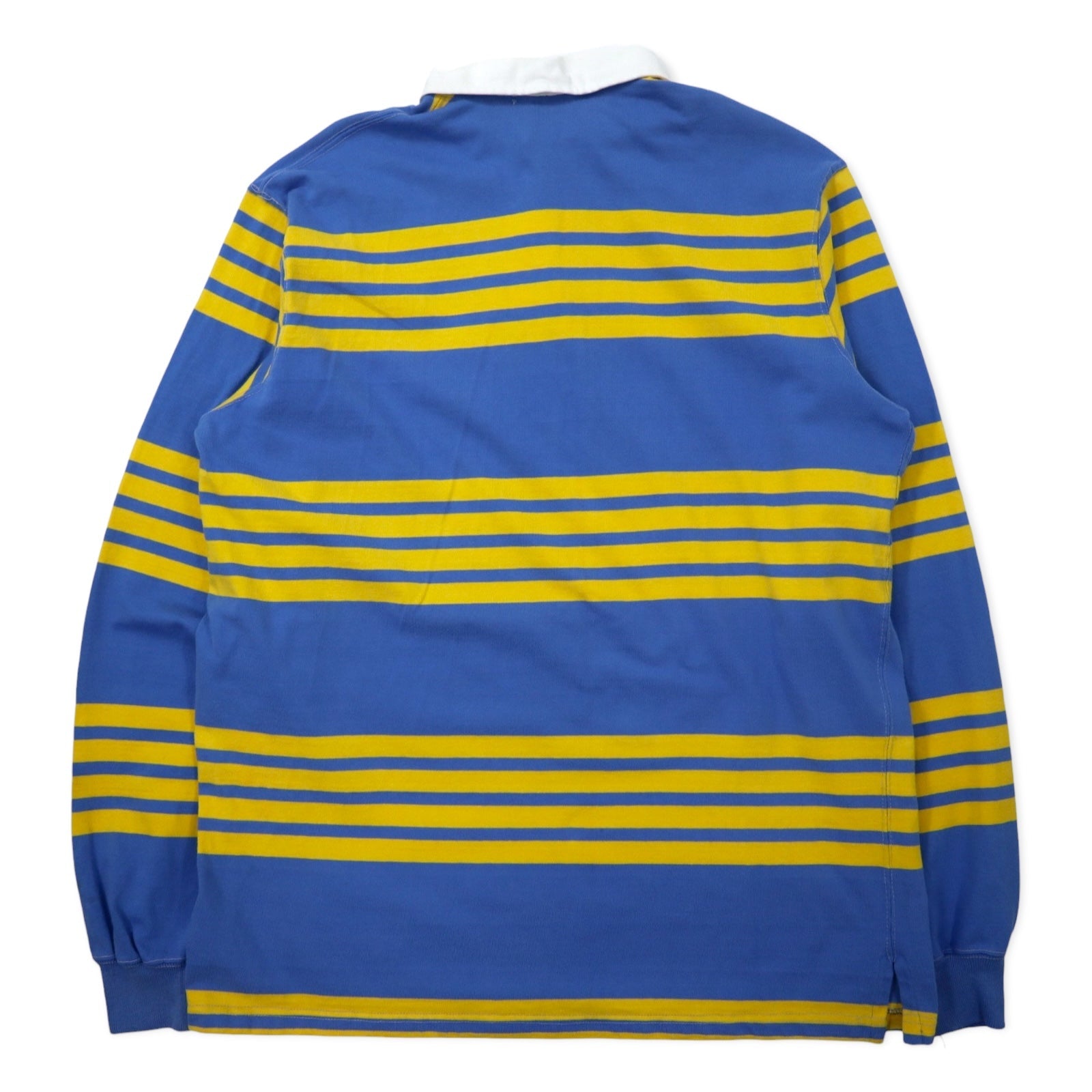 Polo by Ralph Lauren maglietta rugby a righe made in USA, taglia L, blu e gialla, cotone, ricamo piccolo pony