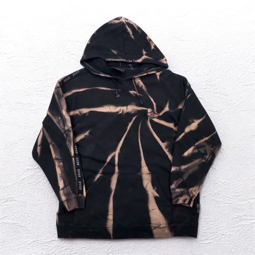 BEAR USA Anni '90 Felpa con cappuccio tie-dye L Nero Cotone Candeggiato
