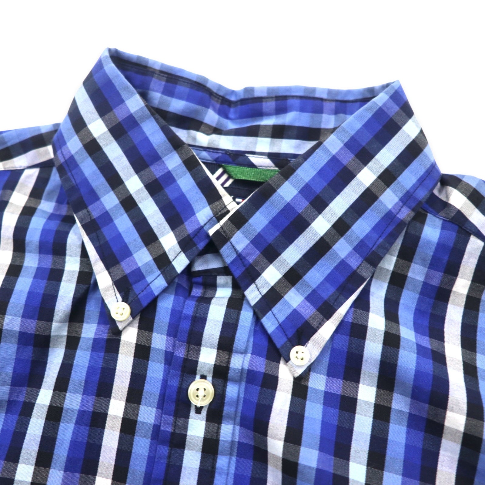 TOMMY HILFIGER Camicia button-down M, blu a quadri, cotone, taglia abbondante