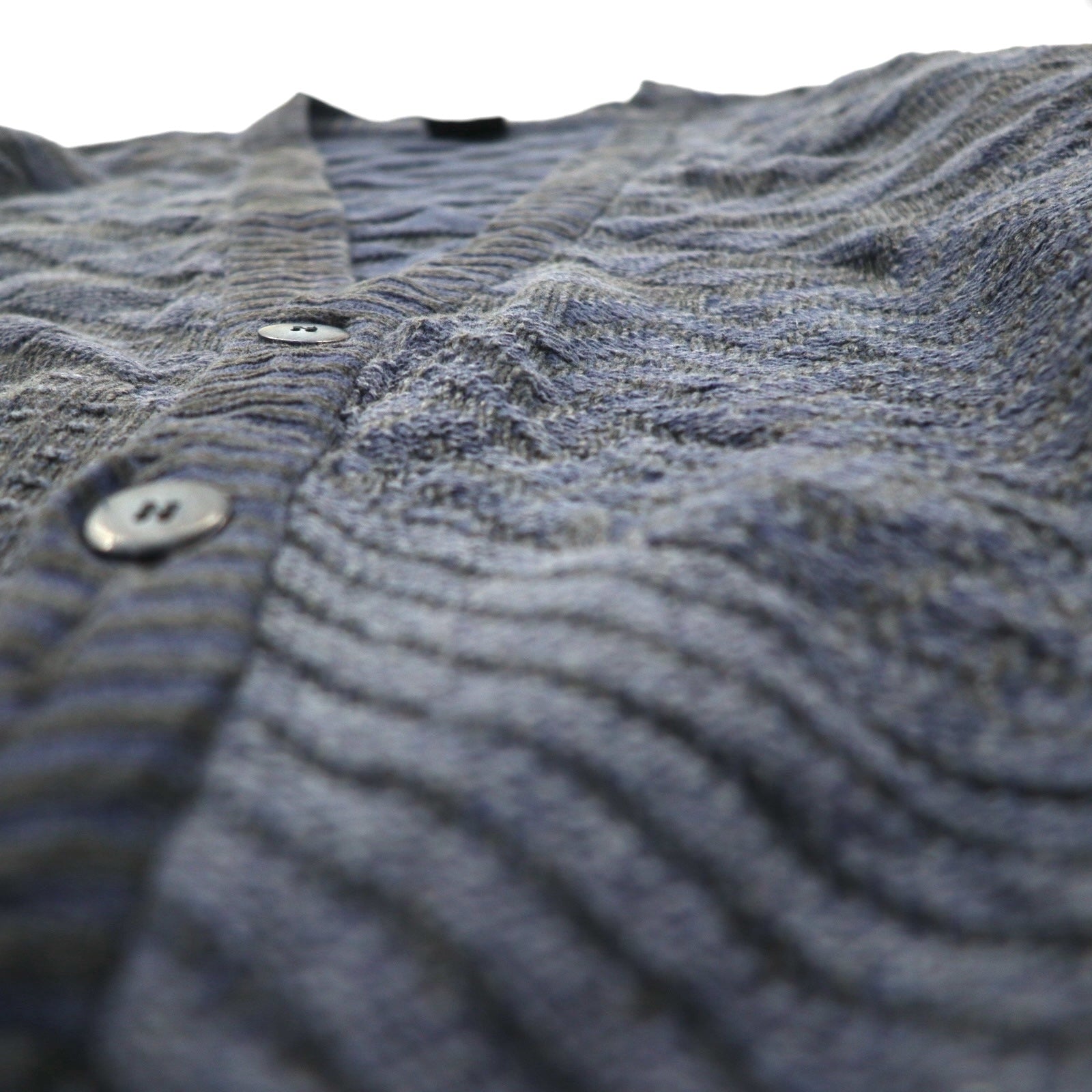 90s Italy Vintage Cardigan COLORE 90年代 ジャガード カーディガン 3D ニット XL ネイビー