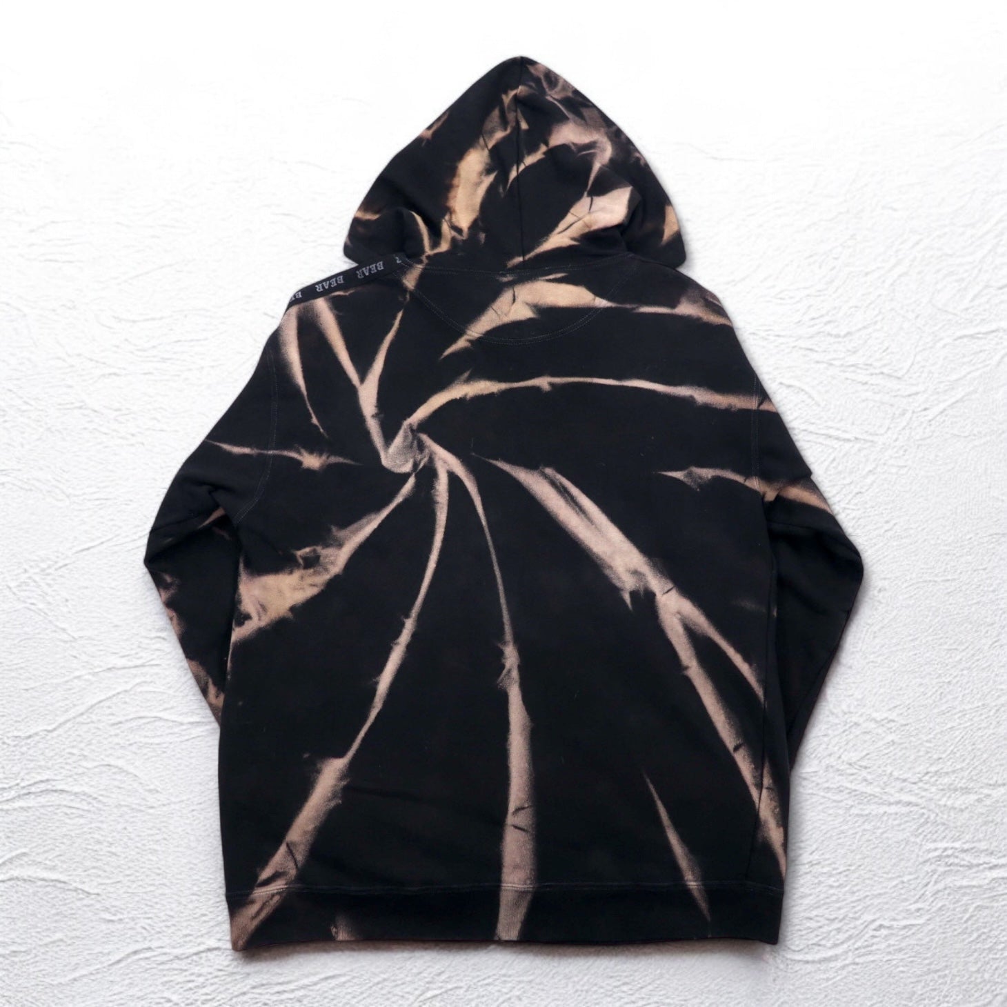 BEAR USA Anni '90 Felpa con cappuccio tie-dye L Nero Cotone Candeggiato