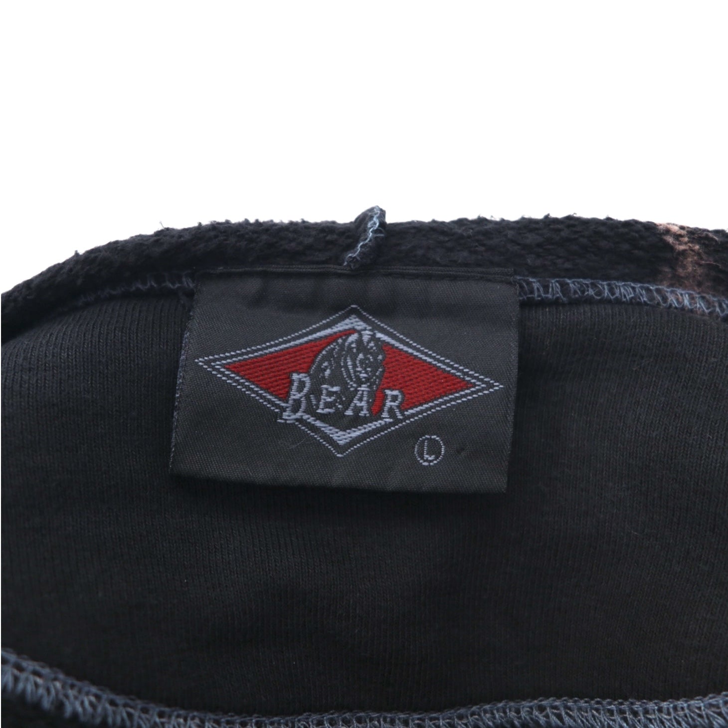 BEAR USA Anni '90 Felpa con cappuccio tie-dye L Nero Cotone Candeggiato