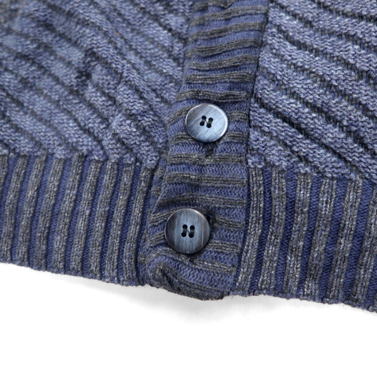 90s Italy Vintage Cardigan COLORE 90年代 ジャガード カーディガン 3D ニット XL ネイビー