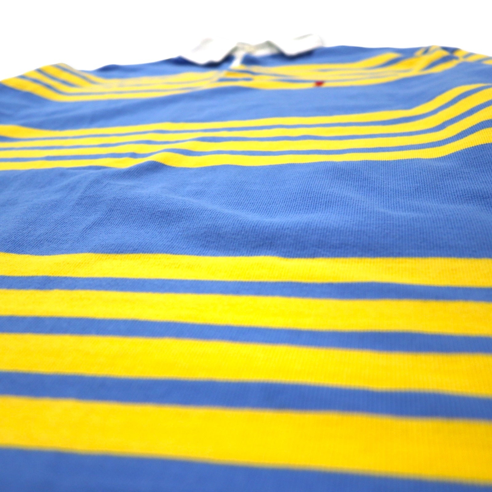 Polo by Ralph Lauren maglietta rugby a righe made in USA, taglia L, blu e gialla, cotone, ricamo piccolo pony