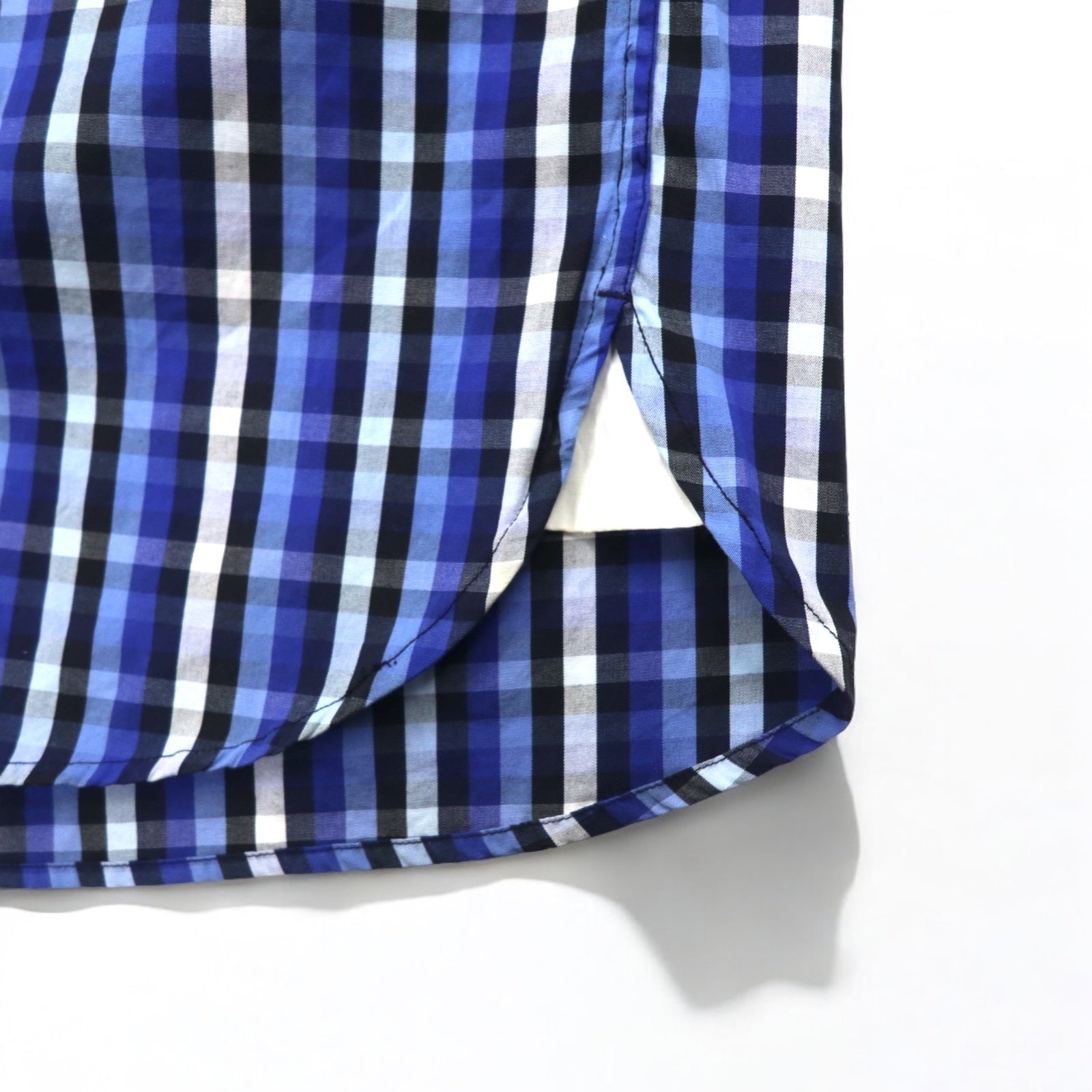 TOMMY HILFIGER Camicia button-down M, blu a quadri, cotone, taglia abbondante