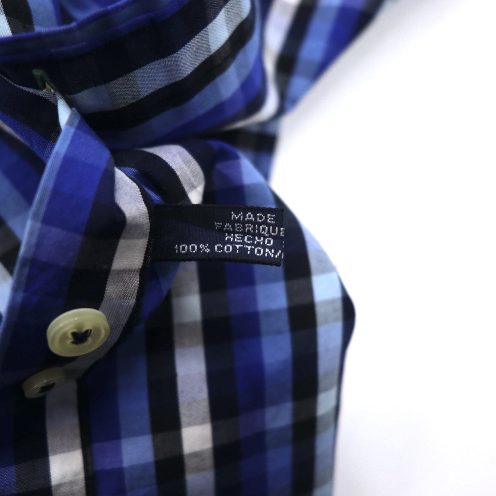 TOMMY HILFIGER Camicia button-down M, blu a quadri, cotone, taglia abbondante