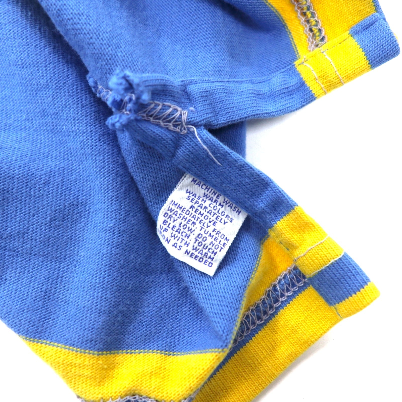 Polo by Ralph Lauren maglietta rugby a righe made in USA, taglia L, blu e gialla, cotone, ricamo piccolo pony