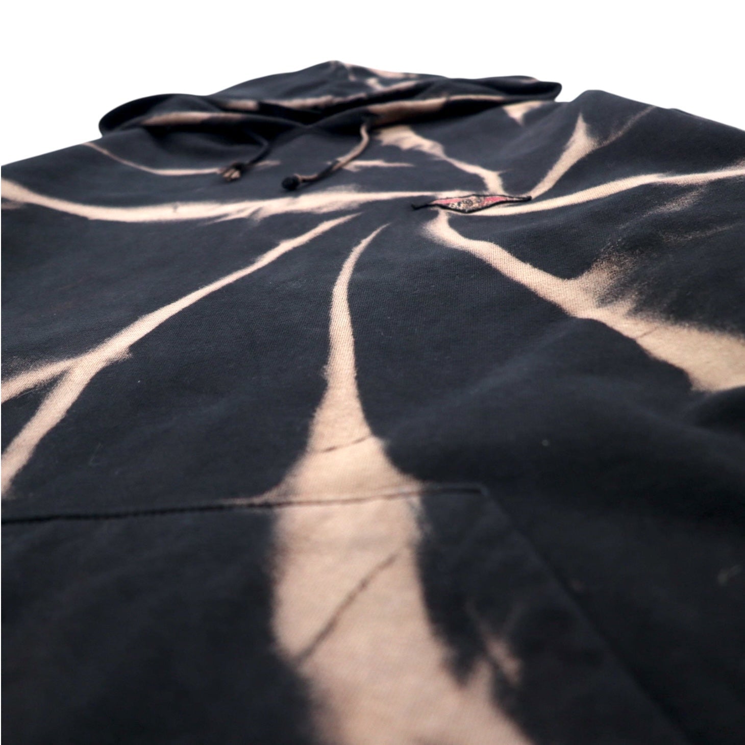 BEAR USA Anni '90 Felpa con cappuccio tie-dye L Nero Cotone Candeggiato