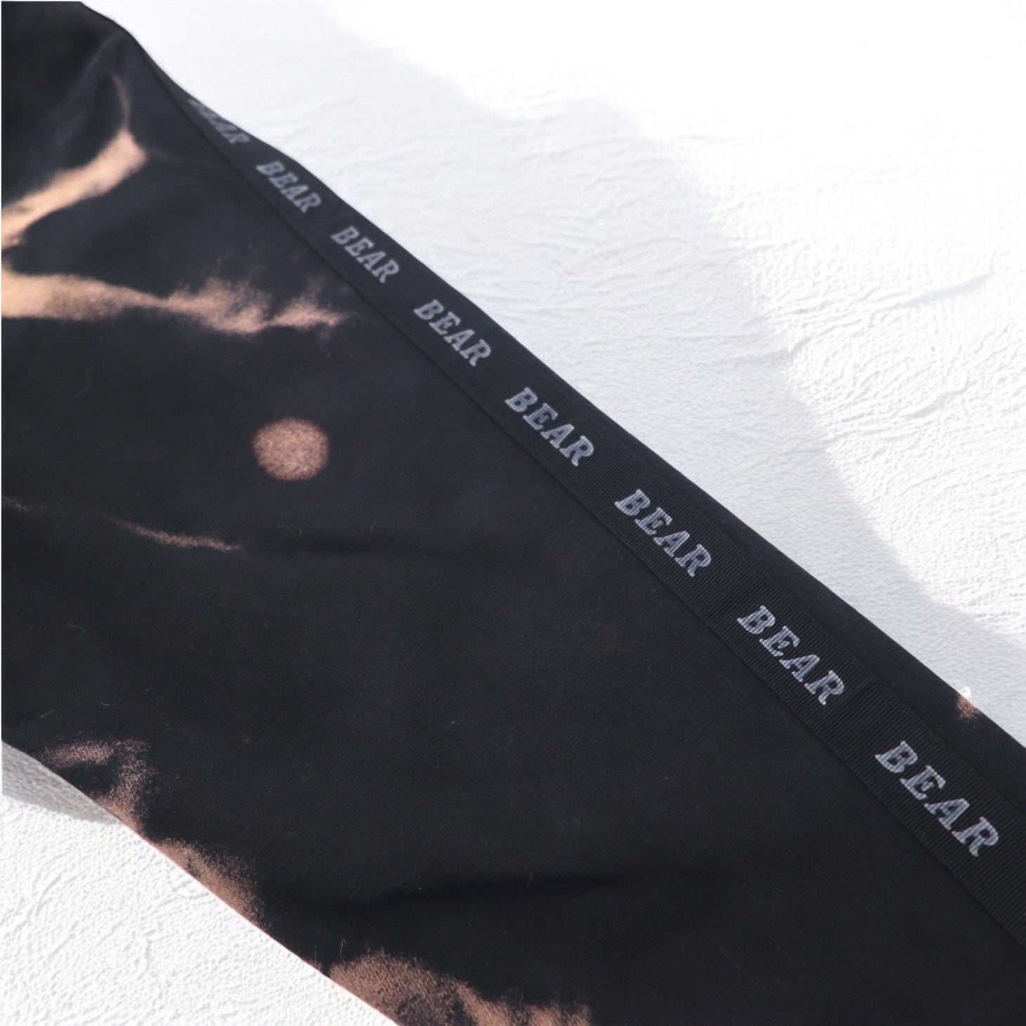 BEAR USA Anni '90 Felpa con cappuccio tie-dye L Nero Cotone Candeggiato