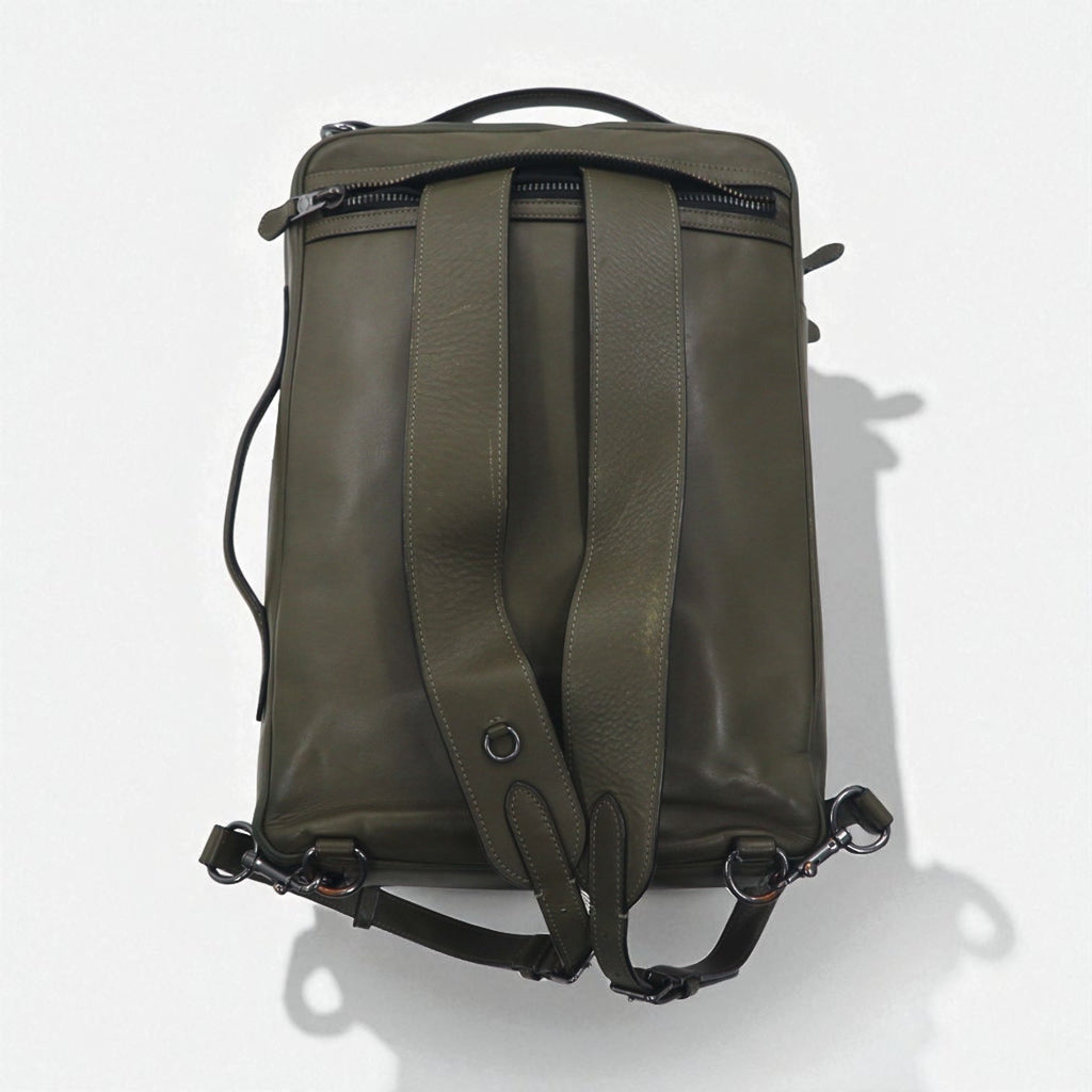 COACH Graham Convertibile 3WAY Zaino Valigetta Khaki Pelle di vitello liscia C6877