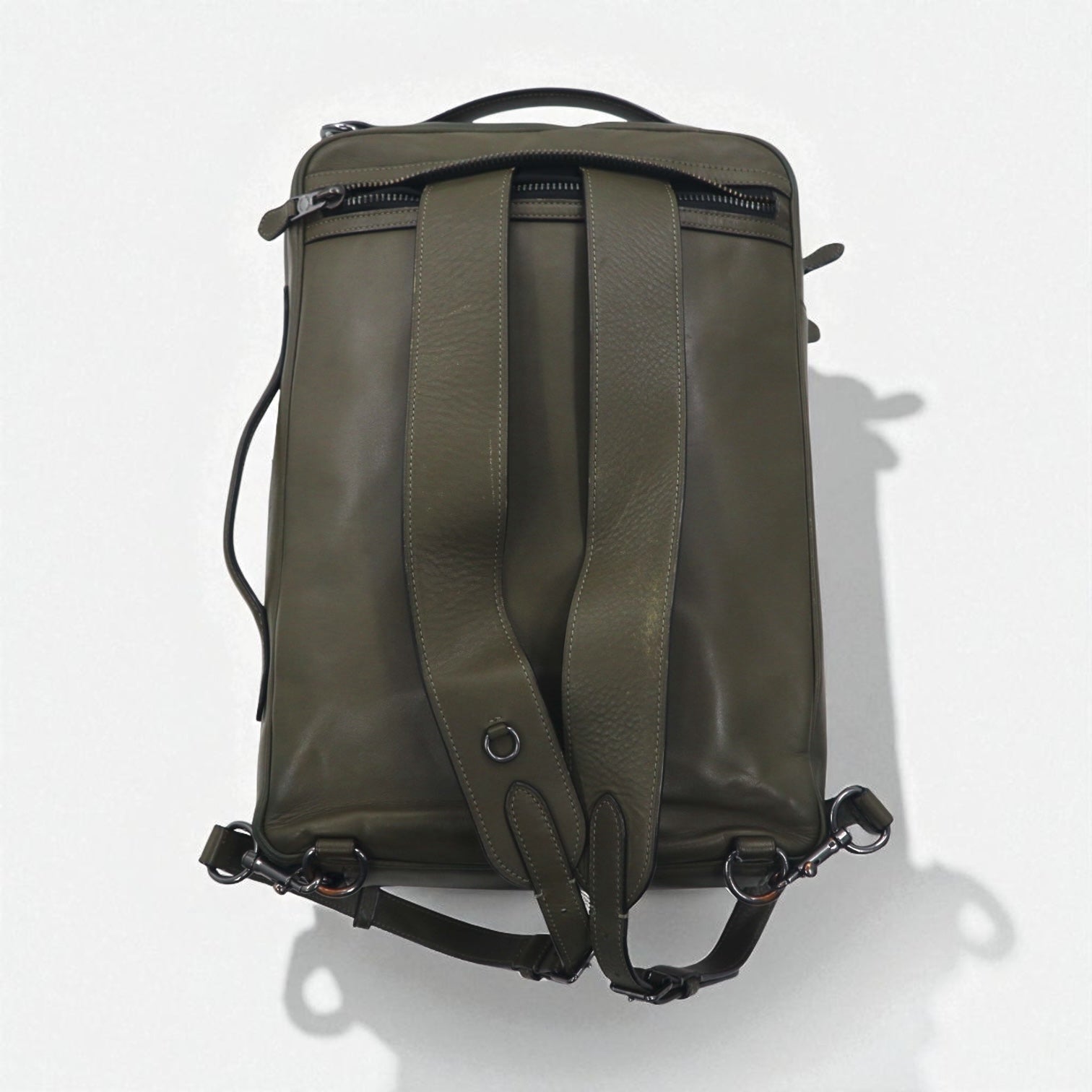 COACH Graham Convertibile 3WAY Zaino Valigetta Khaki Pelle di vitello liscia C6877