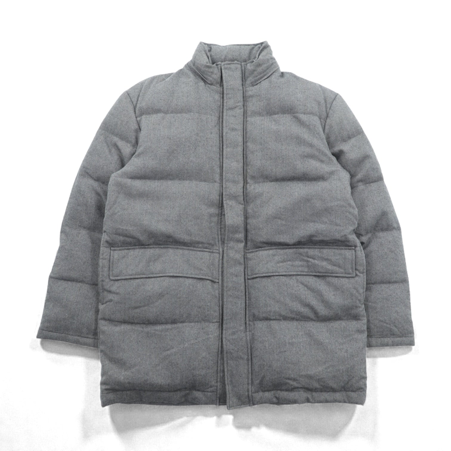 Paul Smith COLLECTION 日本製 ウール ダウンジャケット L グレー ヘリンボーン フード着脱
