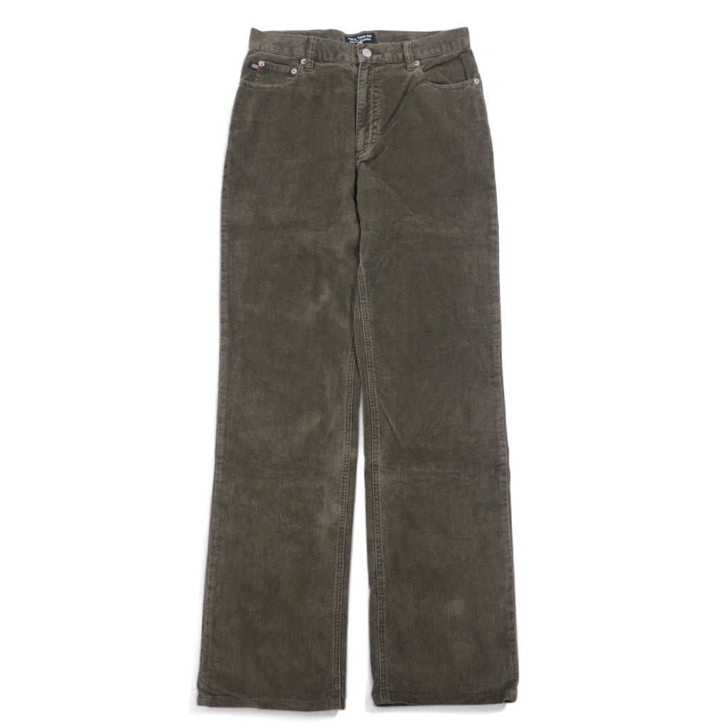 POLO JEANS Co. RALPH LAUREN 90年代 コーデュロイパンツ 30 ブラウン コットン 星条旗 ジッパーフライ レザーパッチ