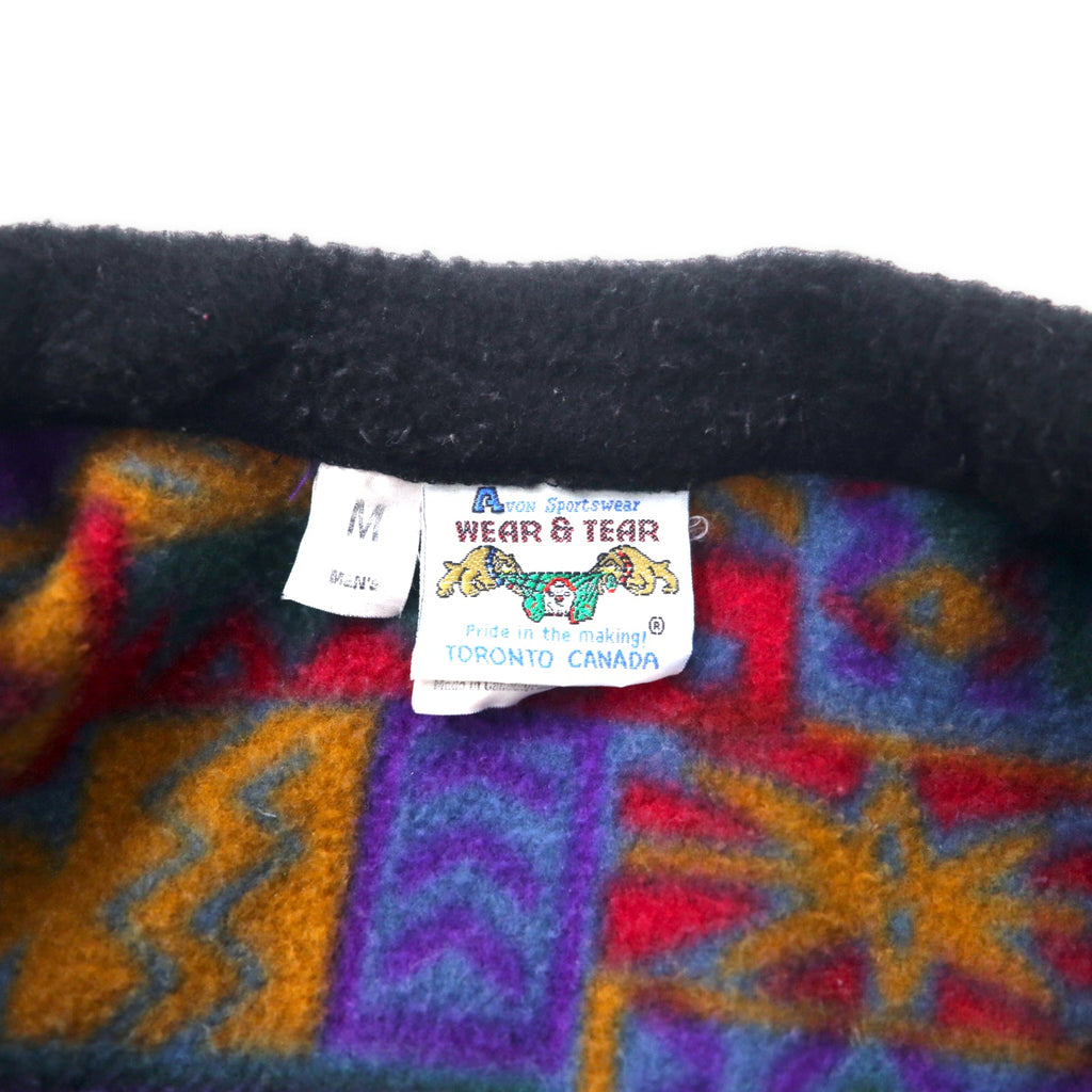 AVON Sportswear made in Canada anni '80 mezza zip pile full print M multicolore poliestere fantasia geometrica oversize