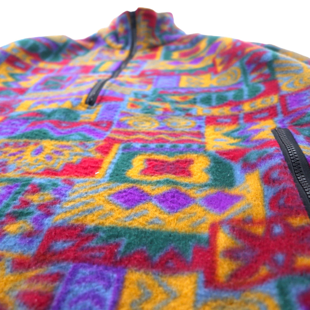 AVON Sportswear made in Canada anni '80 mezza zip pile full print M multicolore poliestere fantasia geometrica oversize