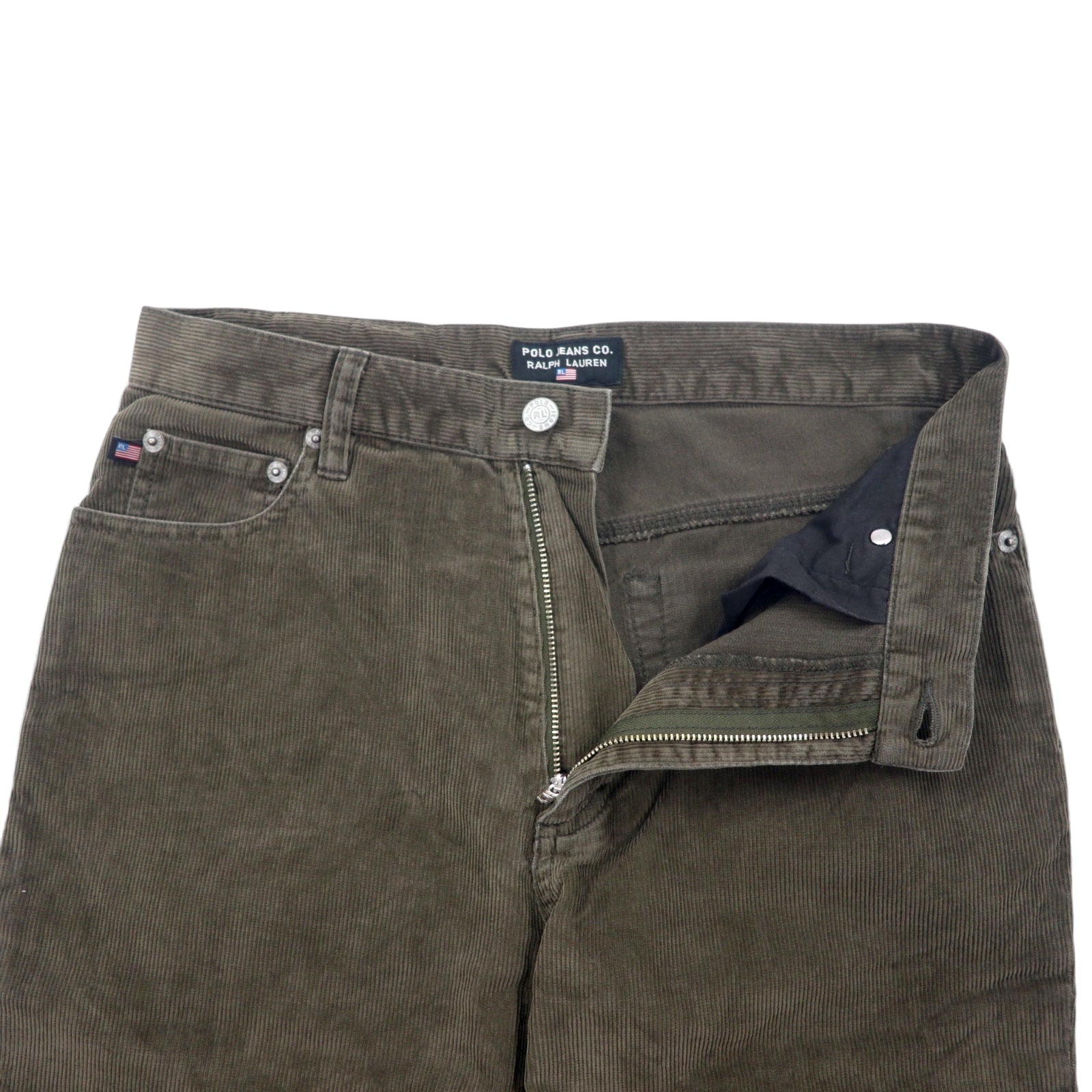 POLO JEANS Co. RALPH LAUREN 90年代 コーデュロイパンツ 30 ブラウン コットン 星条旗 ジッパーフライ レザーパッチ