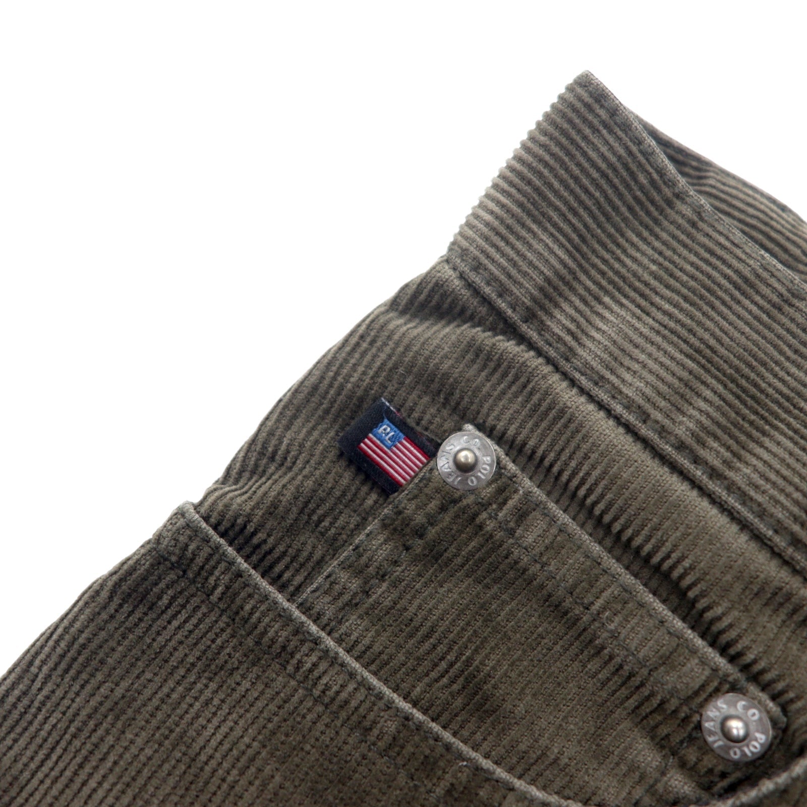 POLO JEANS Co. RALPH LAUREN 90年代 コーデュロイパンツ 30 ブラウン コットン 星条旗 ジッパーフライ レザーパッチ