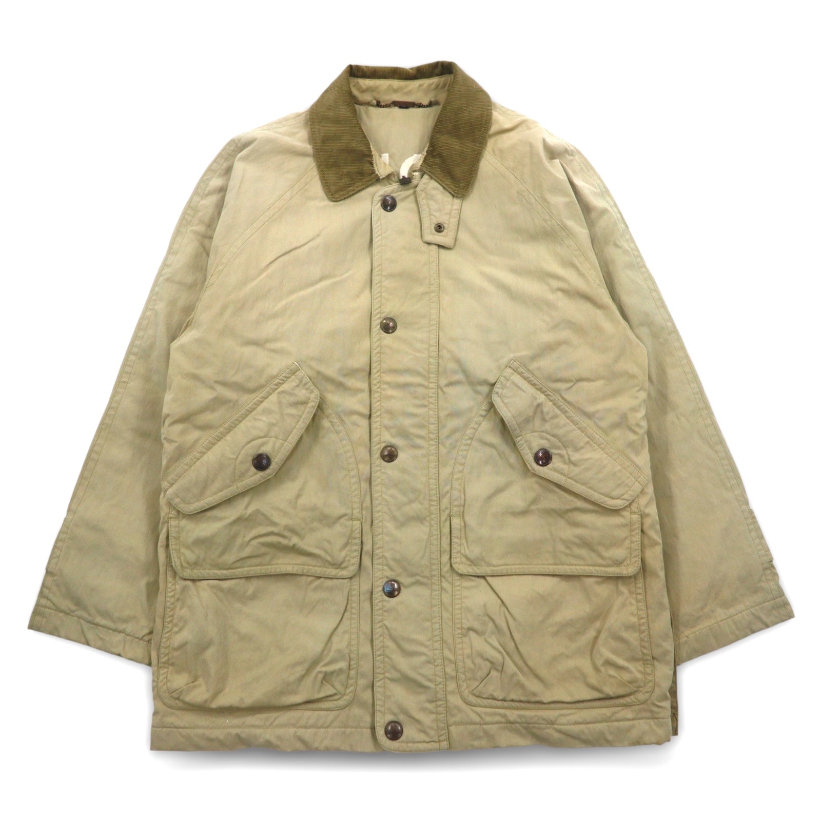 Anni '90 LUC SAINT ALBAN Giacca da caccia Coverall L Beige Colletto in velluto a coste Gomitiere