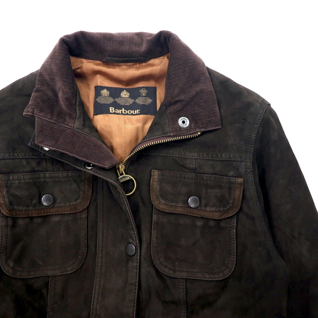 Giacca Barbour Utility in nabuk, giacca da moto 8 marrone L1270 UTILITY NUBUCK LEATHER JACKET