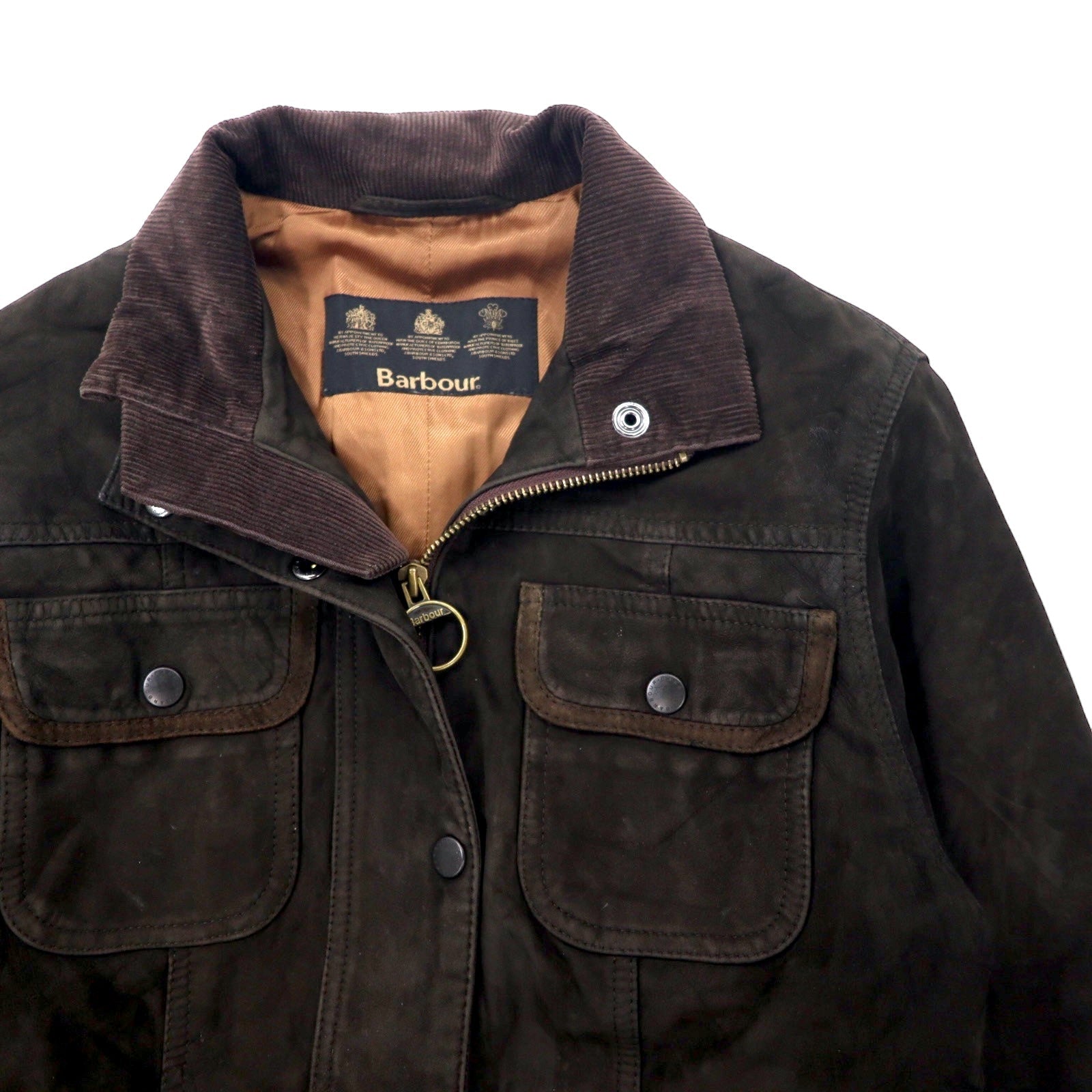 Giacca Barbour Utility in nabuk, giacca da moto 8 marrone L1270 UTILITY NUBUCK LEATHER JACKET