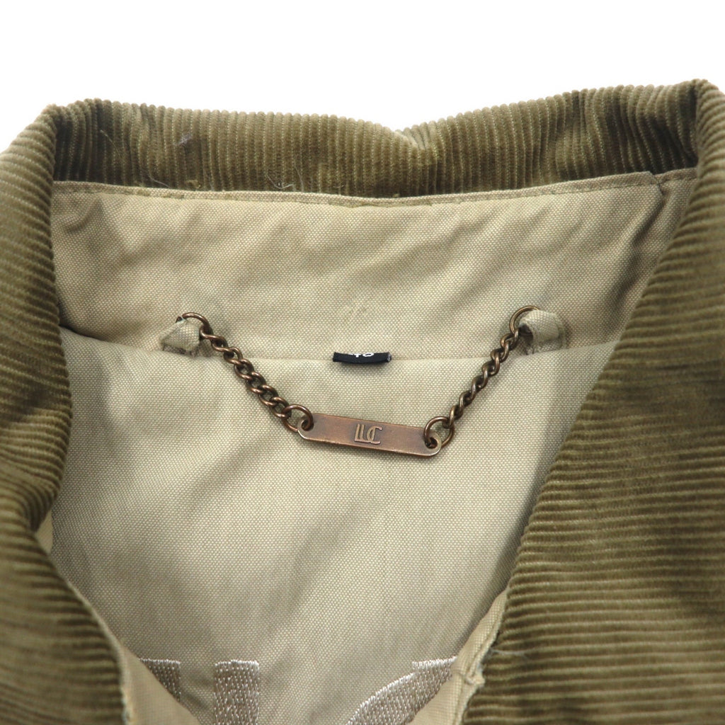 Anni '90 LUC SAINT ALBAN Giacca da caccia Coverall L Beige Colletto in velluto a coste Gomitiere