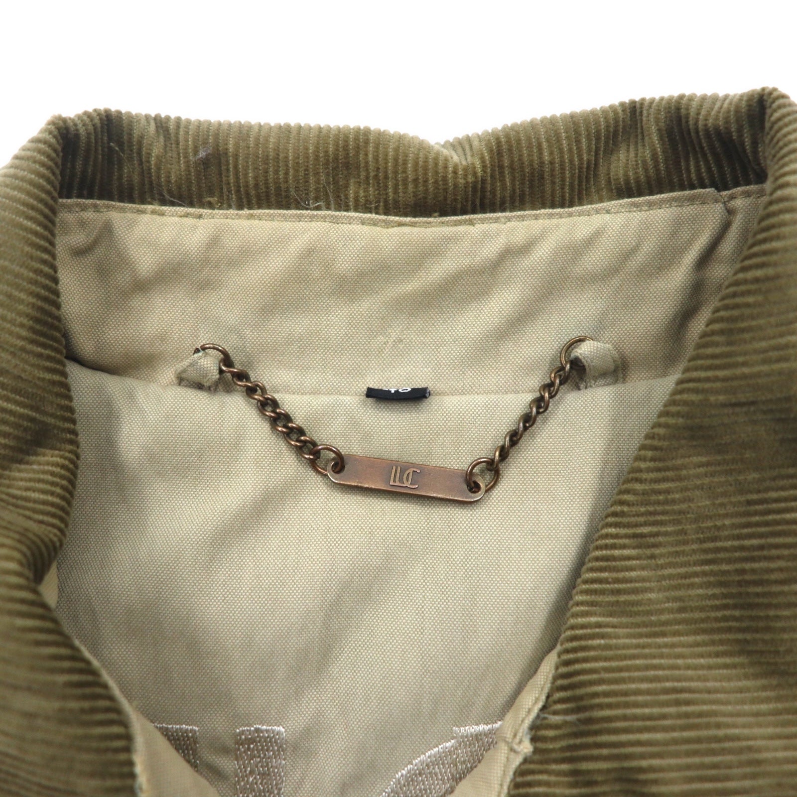 Anni '90 LUC SAINT ALBAN Giacca da caccia Coverall L Beige Colletto in velluto a coste Gomitiere