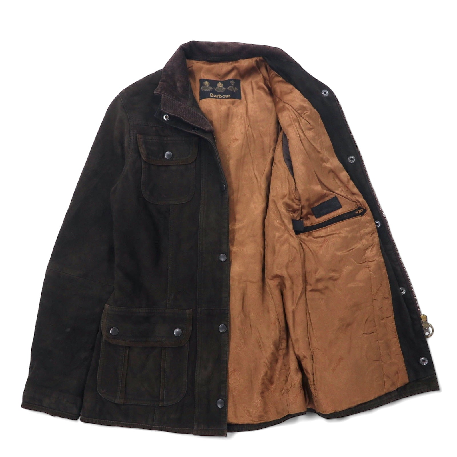 Giacca Barbour Utility in nabuk, giacca da moto 8 marrone L1270 UTILITY NUBUCK LEATHER JACKET