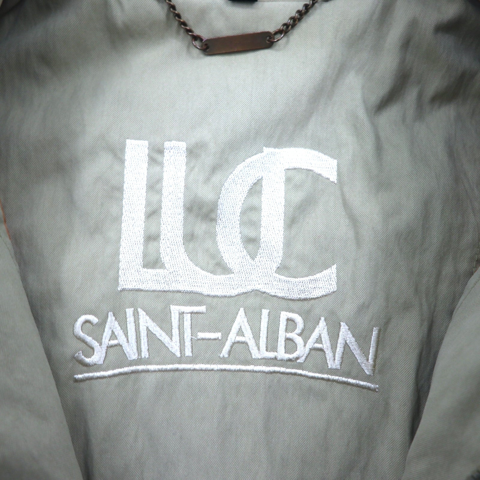 Anni '90 LUC SAINT ALBAN Giacca da caccia Coverall L Beige Colletto in velluto a coste Gomitiere