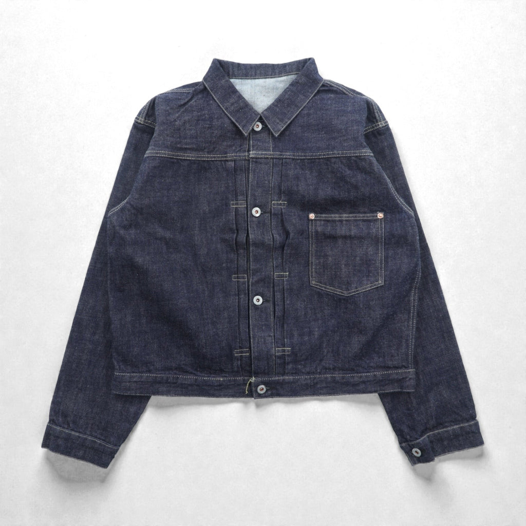 VINTAGE レプリカ 1st タイプ 大戦モデル デニムジャケット Gジャン XL インディゴ 13.5OZ セルヴィッチ 赤耳 シンチバック プリーツ 月桂樹ボタン 復刻 未使用品