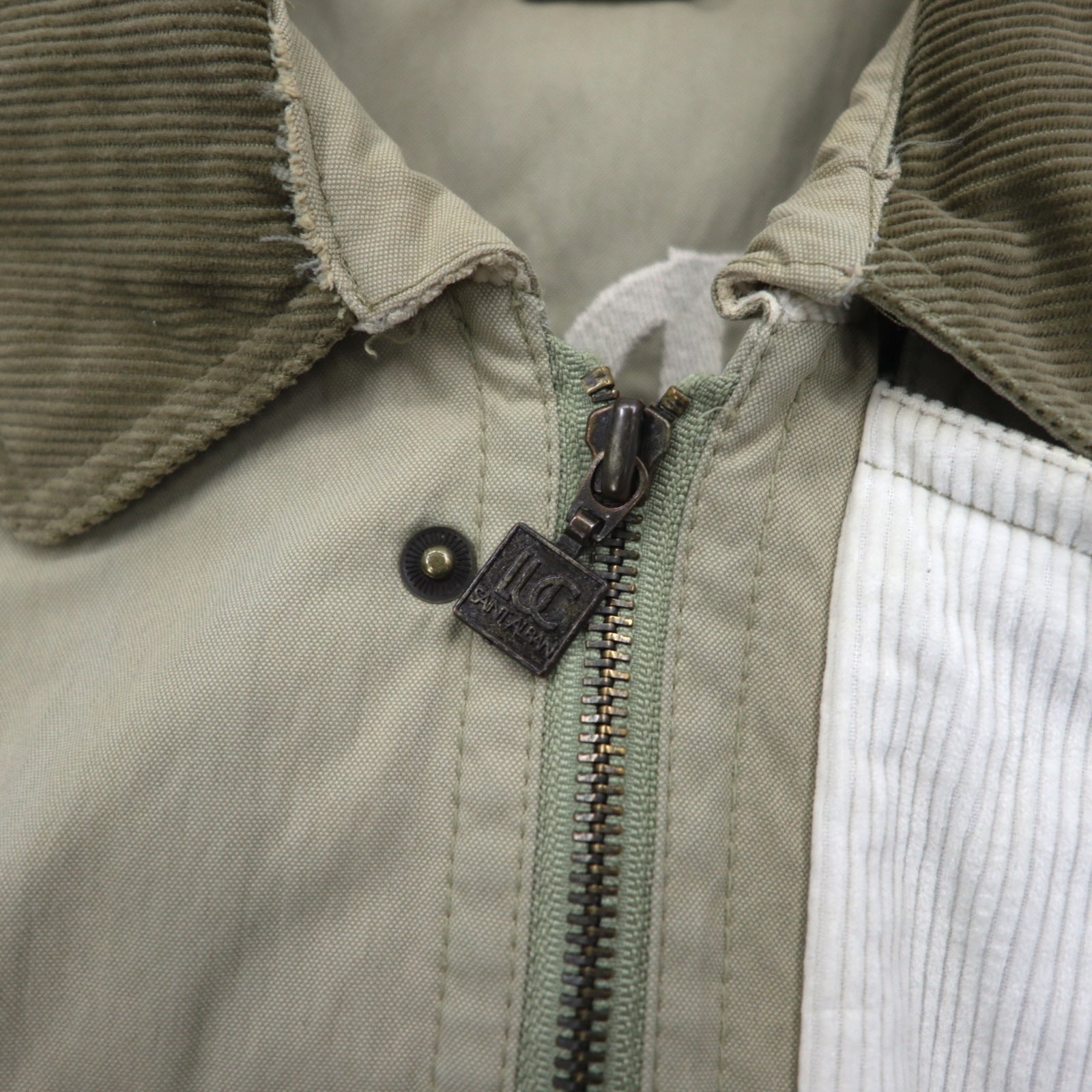 Anni '90 LUC SAINT ALBAN Giacca da caccia Coverall L Beige Colletto in velluto a coste Gomitiere