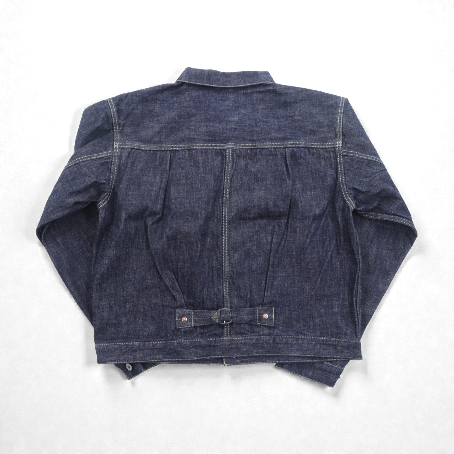 VINTAGE レプリカ 1st タイプ 大戦モデル デニムジャケット Gジャン XL インディゴ 13.5OZ セルヴィッチ 赤耳 シンチバック プリーツ 月桂樹ボタン 復刻 未使用品