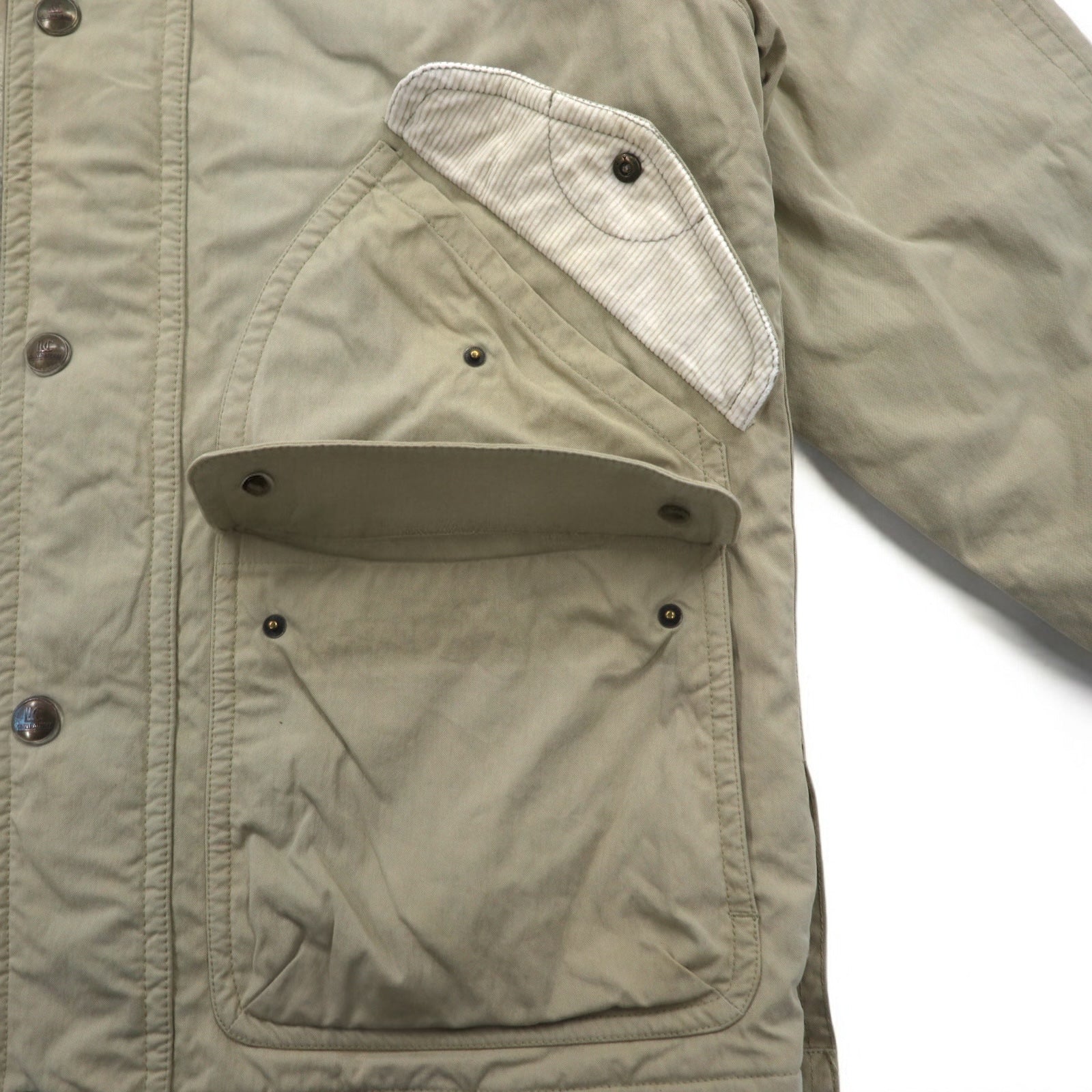Anni '90 LUC SAINT ALBAN Giacca da caccia Coverall L Beige Colletto in velluto a coste Gomitiere