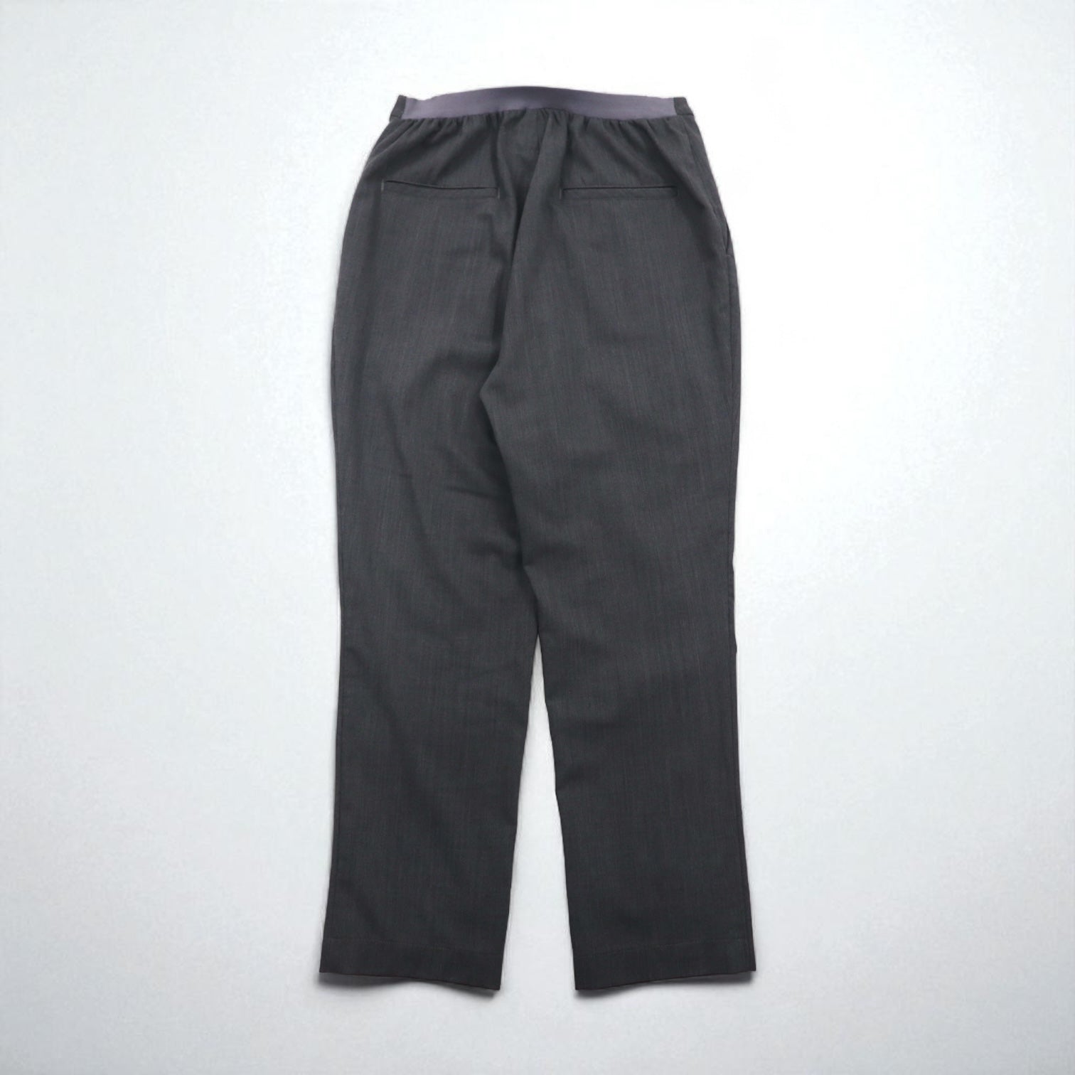 BASISBROEK ベルギー製 イージー スラックスパンツ M グレー ポリエステル ストレッチ