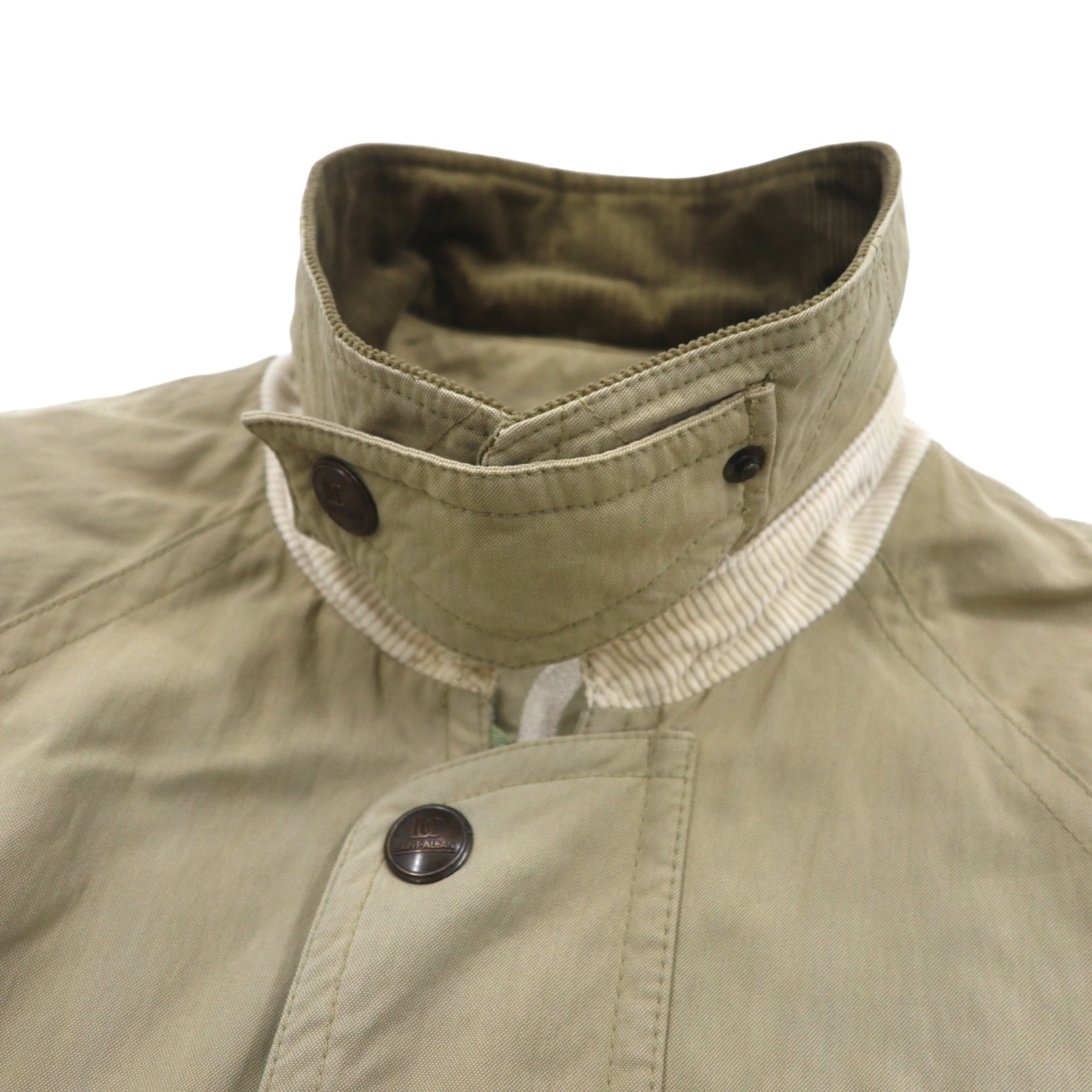 Anni '90 LUC SAINT ALBAN Giacca da caccia Coverall L Beige Colletto in velluto a coste Gomitiere